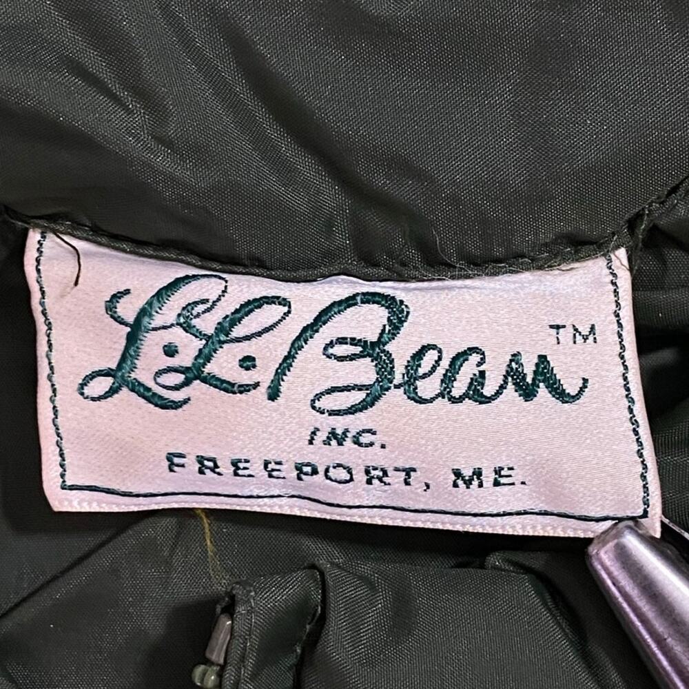 Vintage 1960s L.L. Bean Cursive Script Rain Jacket | Green | 24x28 w/ Hood